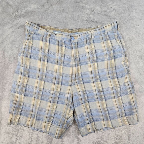 Tommy‎ Bahama Relax Linen Shorts Men's 38 Multicolor Plaid Vacation Casual Wear - Picture 1 of 12